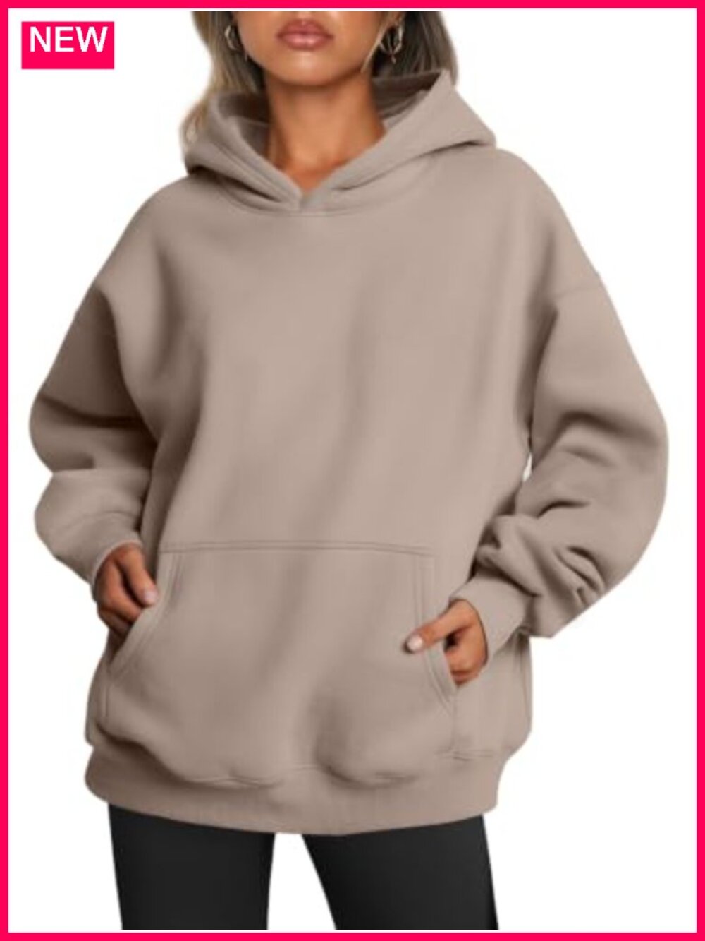 Oversized Fleece Hoodie Pullover Sweatshirt Drop Shoulder Kangaroo Pocket